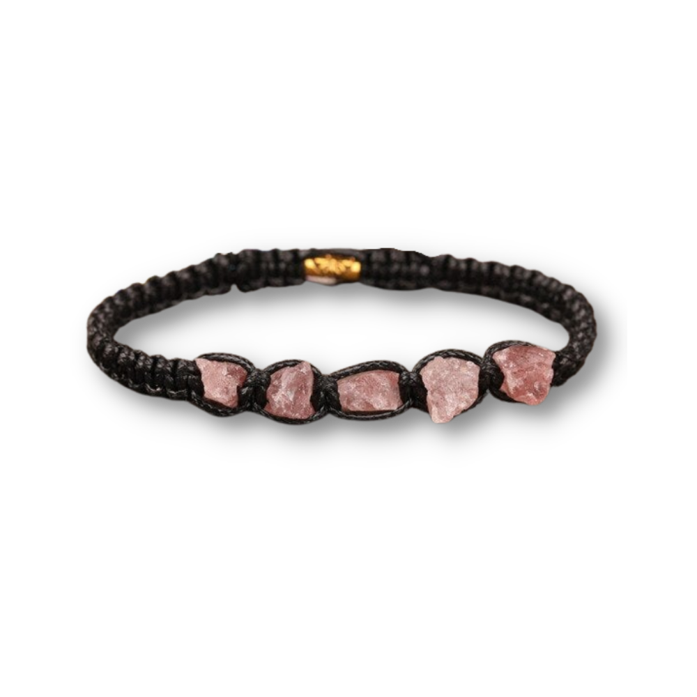 Bracelet Shamballa en Quartz fraise "Légèreté & Amour"