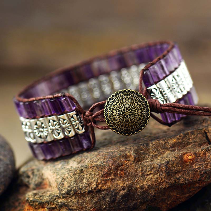 Bracelet Bohémien en Améthyste "Force & Sagesse"