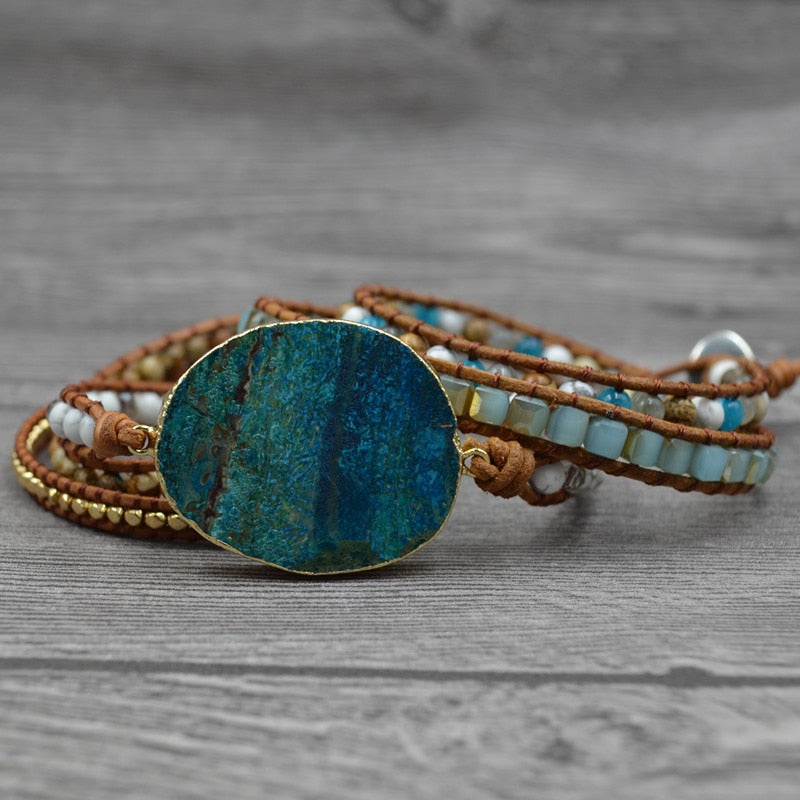 Bracelet Bohémien en Jaspe "Épanouissement & Estime de soi" - Cabochon