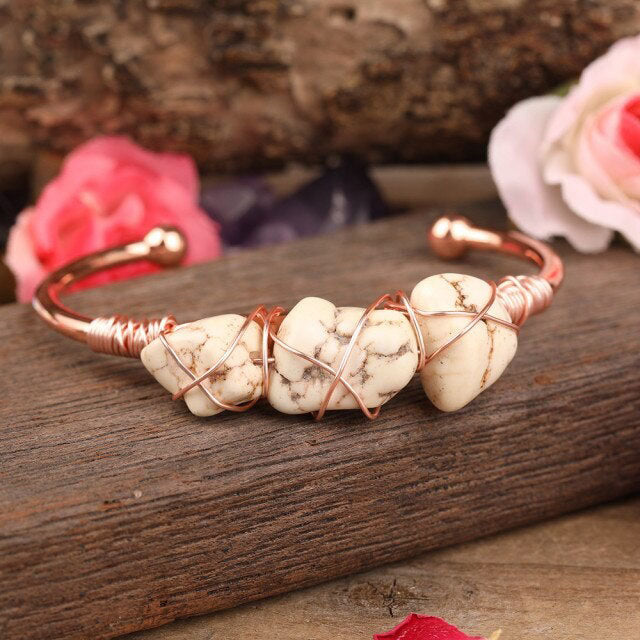 Bracelet en Turquoise blanche "Sagesse & Conscience"