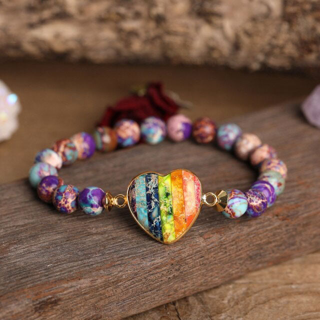 Bracelet en Jaspe "Épanouissement & Estime de soi" - Coeur