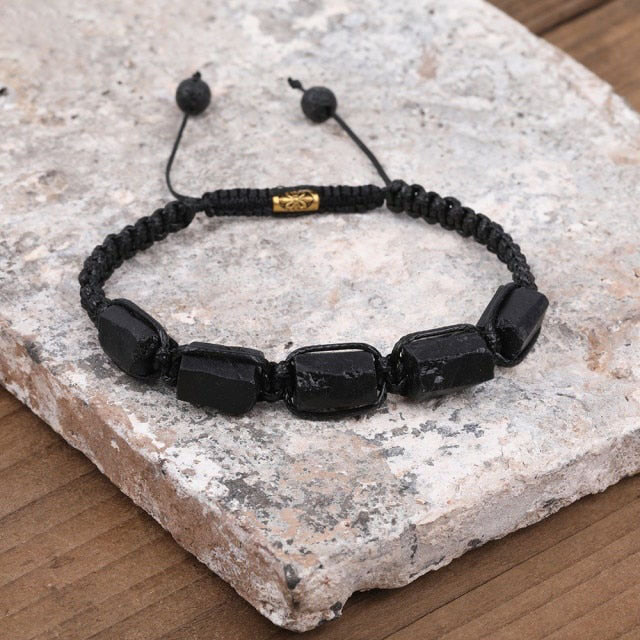 Bracelet Shamballa en Tourmaline noire "Ancrage & Conscience"