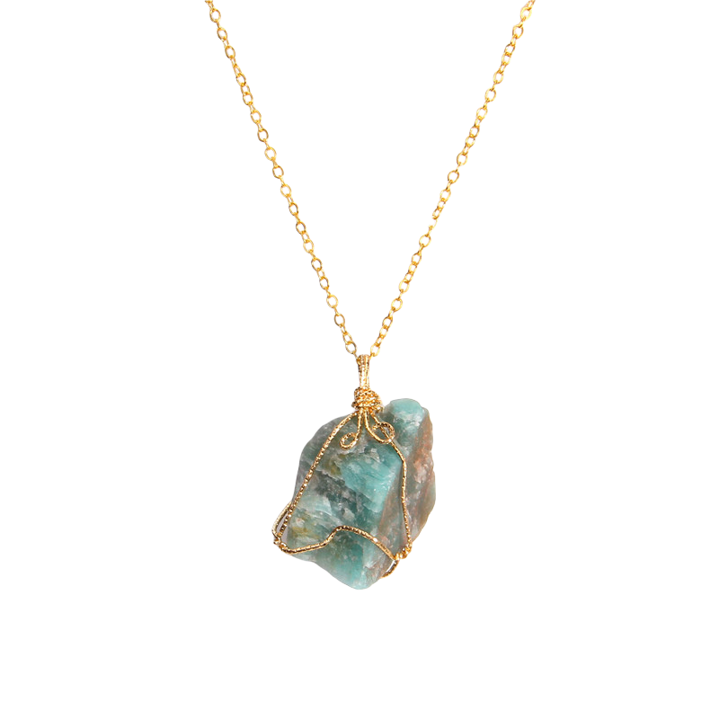 Chaîne et son Pendentif Guérison en Amazonite "Paix & Courage"