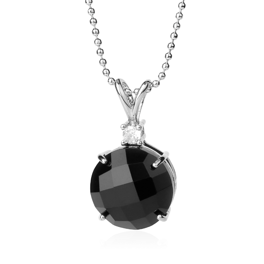 Chaîne et son Pendentif Guérison en Agate noire "Persévérance & Protection"