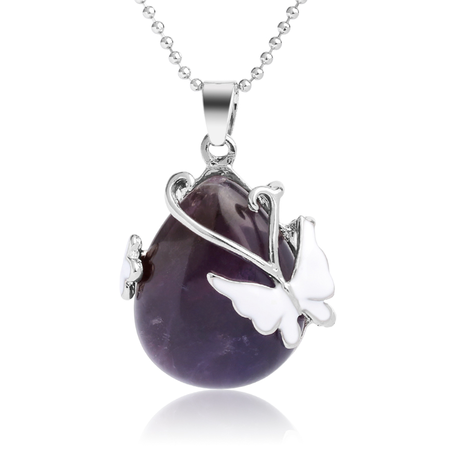Chaîne et son Pendentif en Améthyste "Force & Sagesse" - Papillon