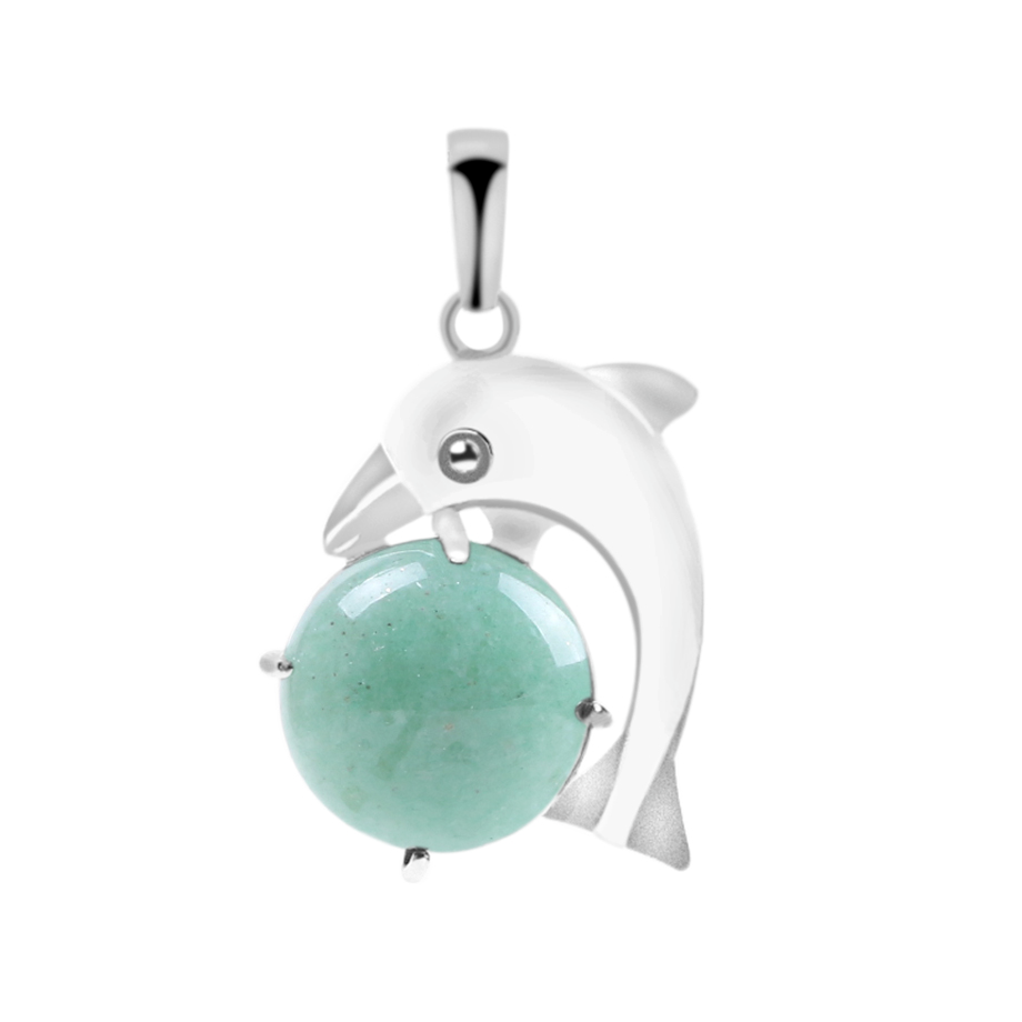 Pendentif Reiki en Aventurine verte "Développement & Épanouissement" - Dauphin