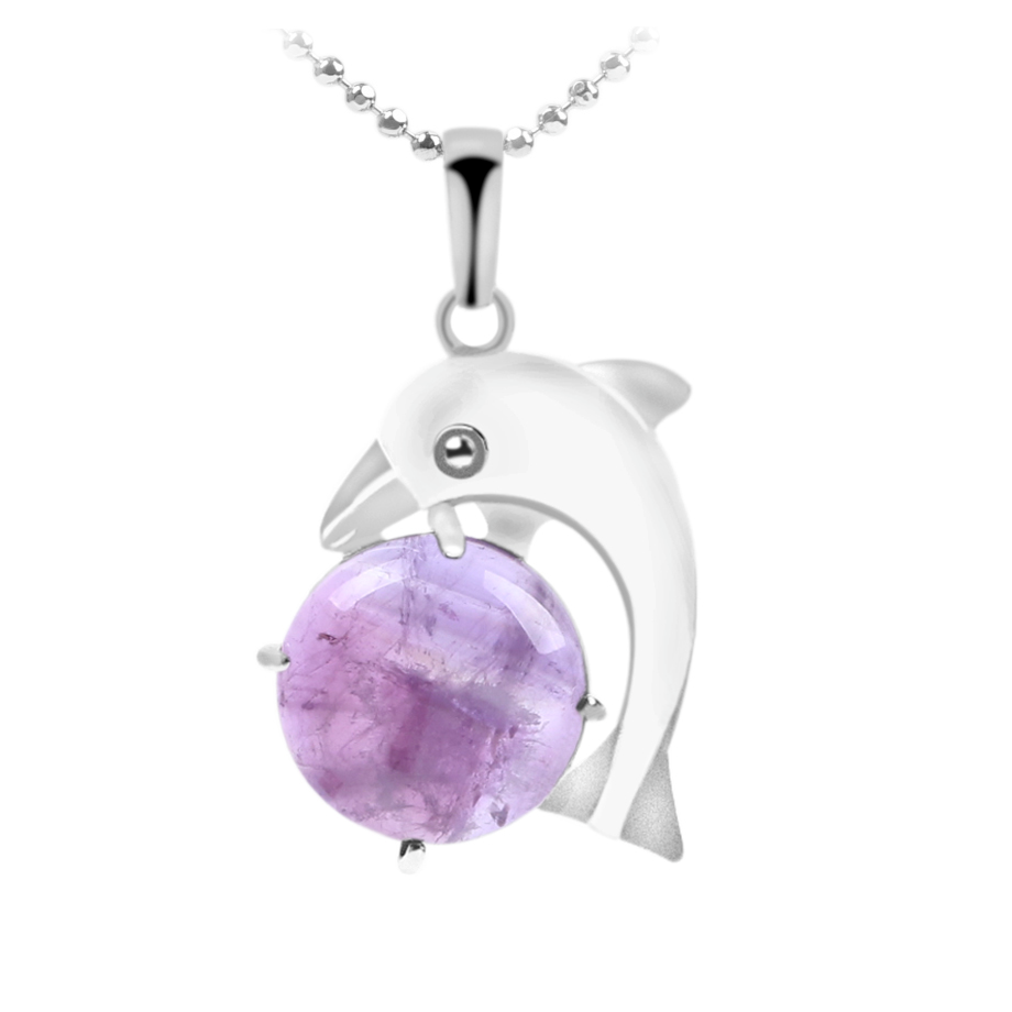 Chaîne et son Pendentif Reiki en Améthyste "Force & Sagesse" - Dauphin