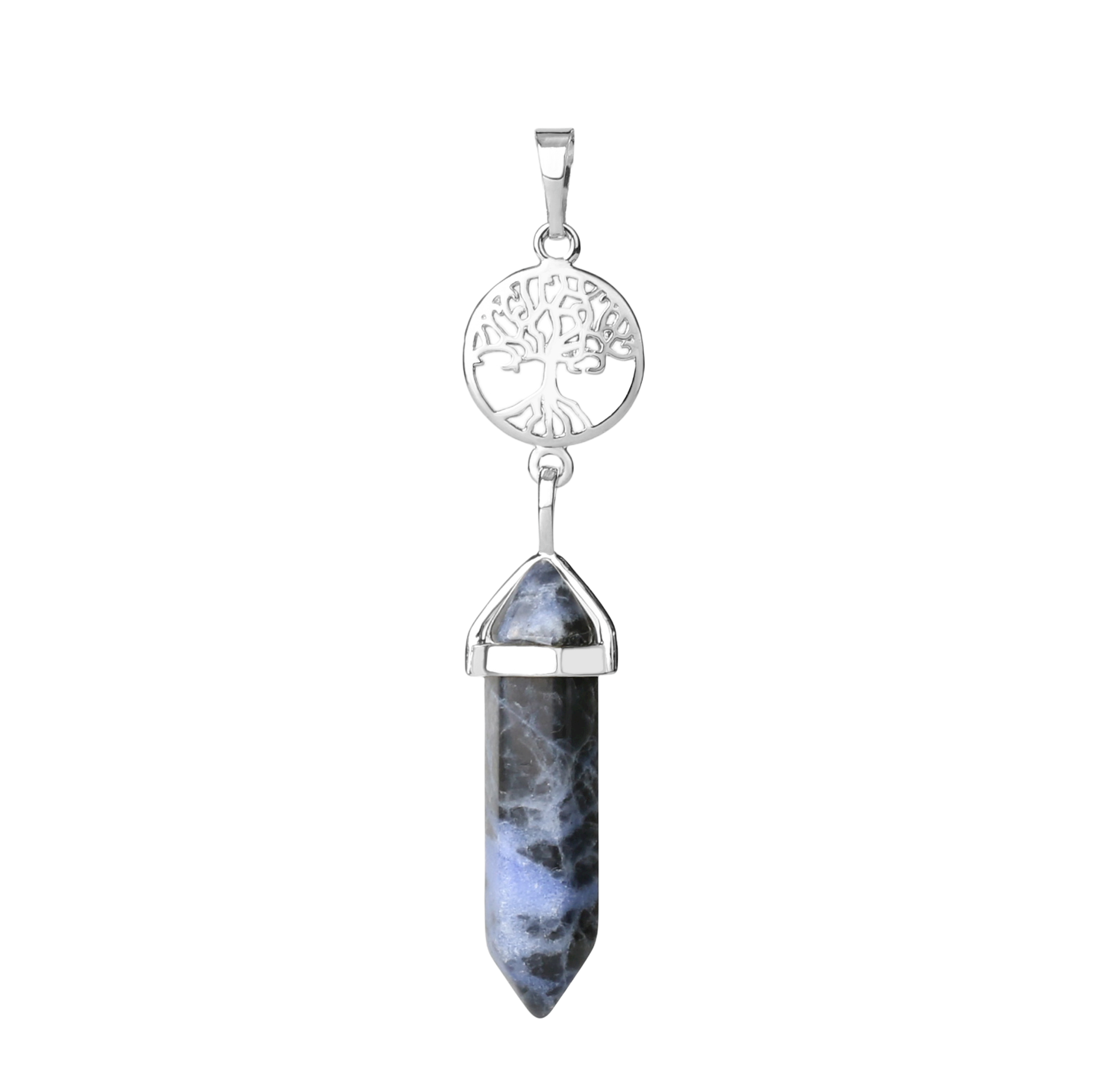 Pendentif en Sodalite "Humilité & Courage" - Prisme & Arbre de vie