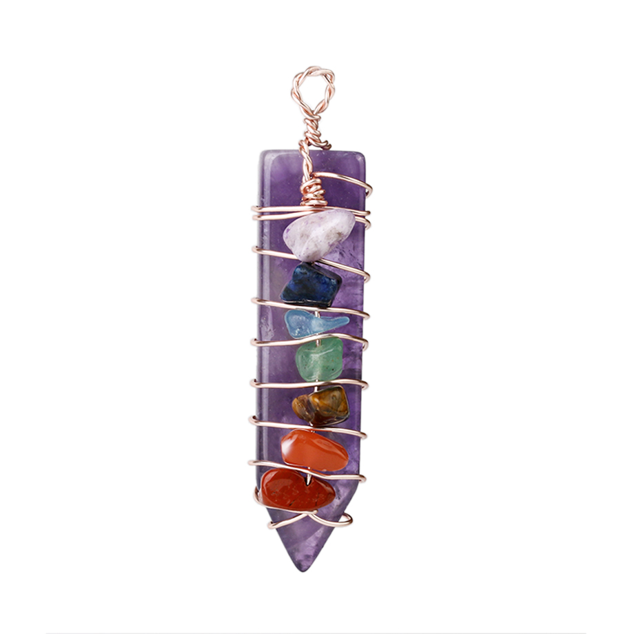 Pendentif Sept Chakras en Améthyste "Force & Sagesse"