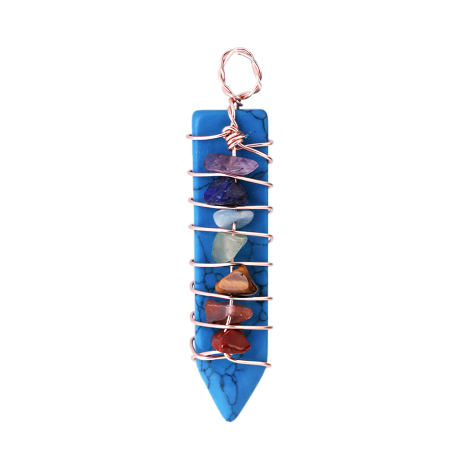 Pendentif Sept Chakras en Turquoise "Stabilité & Empathie"
