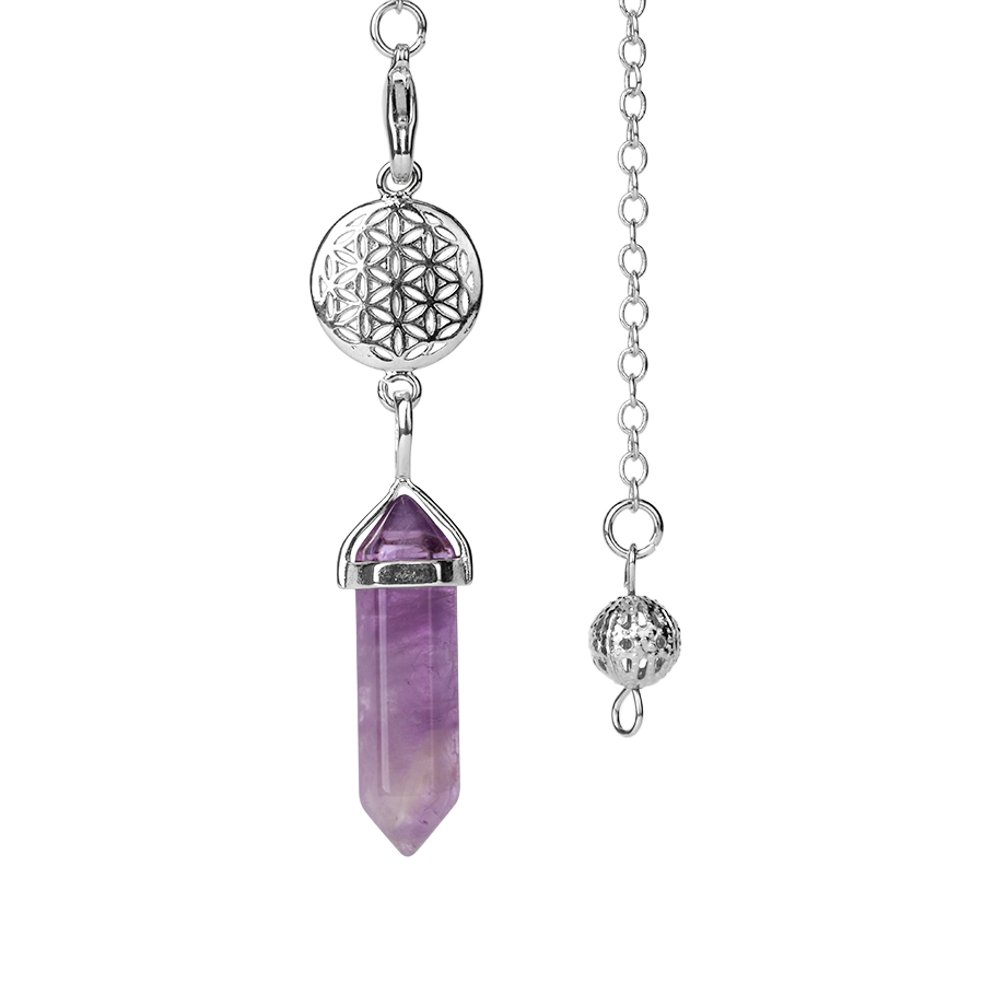 Pendule en Améthyste "Force & Sagesse" - Fleur de vie