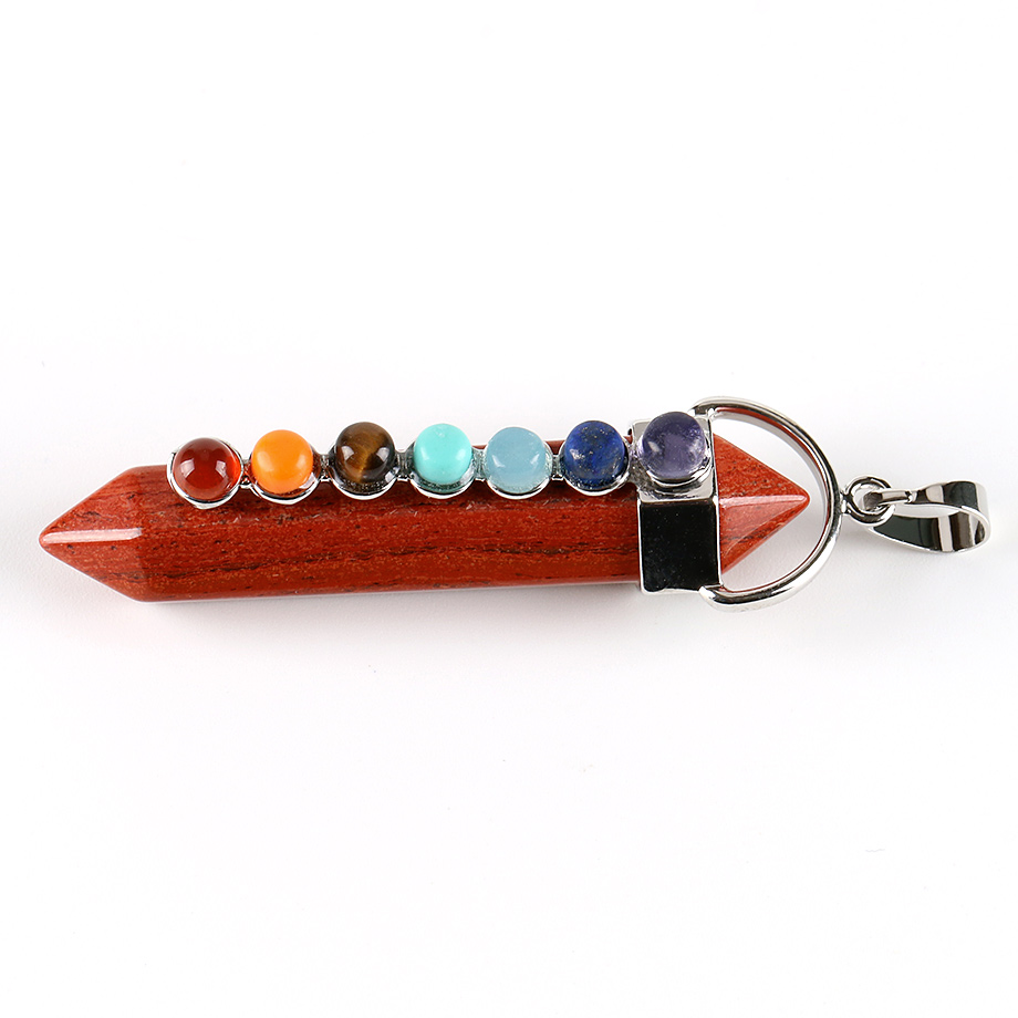 Pendentif Sept Chakras en Jaspe rouge "Force & Spiritualité" - Prisme