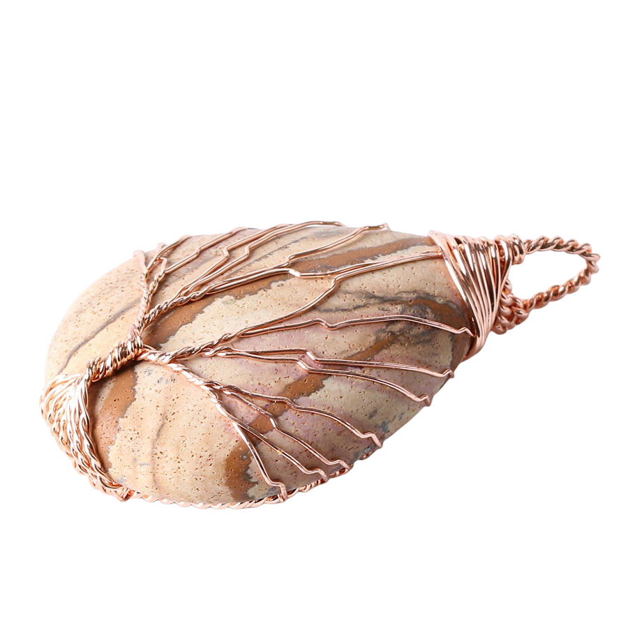 Pendentif Reiki en Jaspe "Épanouissement & Estime de soi" - Goutte & Arbre de vie