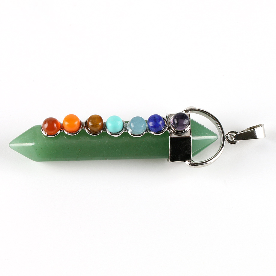 Pendentif Sept Chakras en Aventurine verte "Développement & Épanouissement" - Prisme
