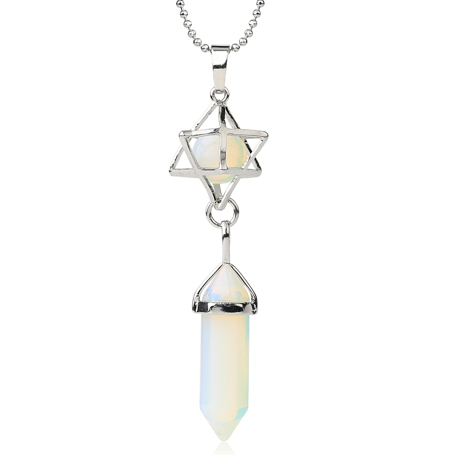 Chaîne et son Pendentif Guérison en Opale "Créativité & Spontanéité" - Prisme & Merkaba