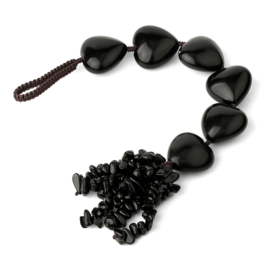 Charme Porte Bonheur en Obsidienne "Protection & Réconfort" - Coeur
