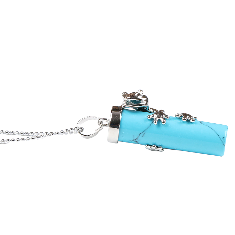 Chaîne et son Pendentif en Turquoise "Stabilité & Empathie" - Grenouille