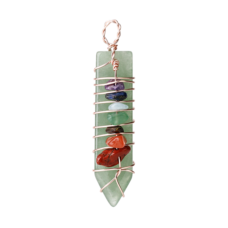 Pendentif Sept Chakras en Aventurine verte "Développement & Épanouissement"