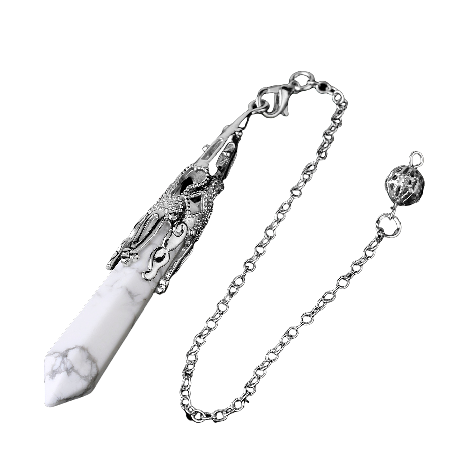 Pendule en Turquoise blanche "Sagesse & Conscience"
