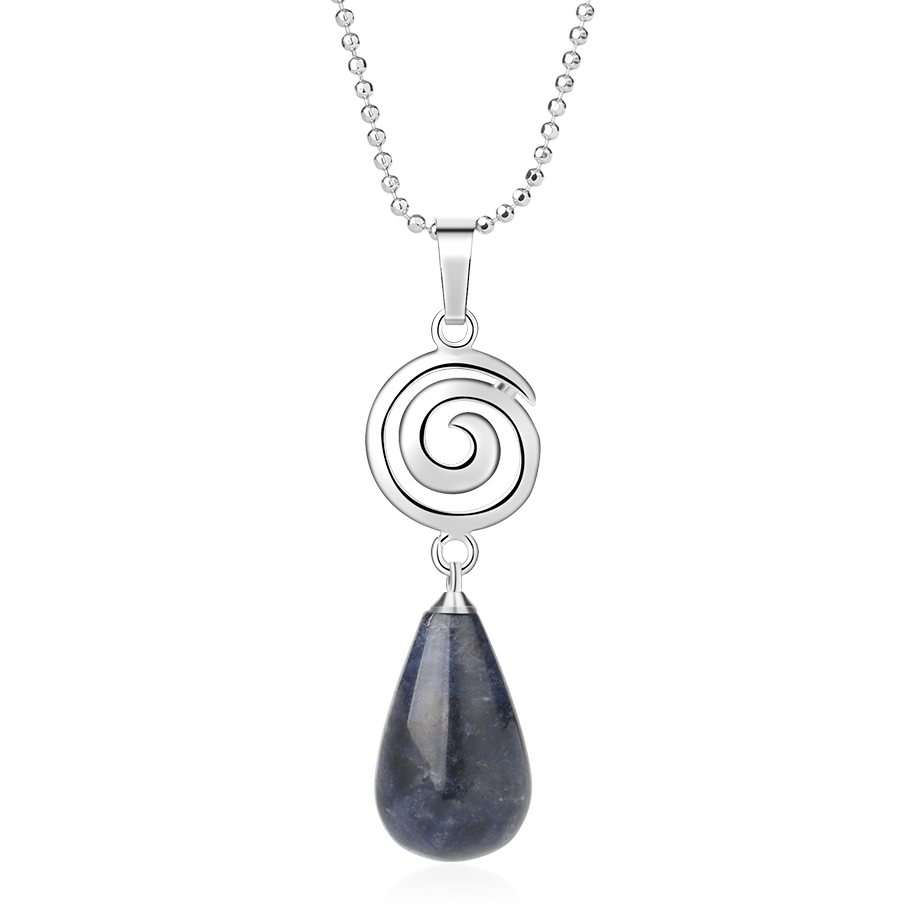Chaîne et son Pendentif en Sodalite "Humilité & Courage" - Goutte
