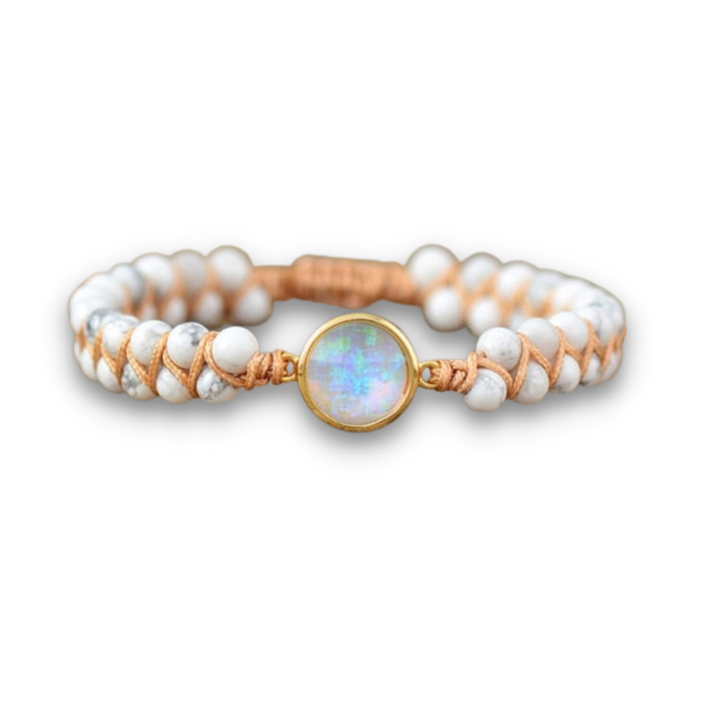 Bracelet Yoga en Opale et Turquoise blanche "Créativité & Spontanéité"