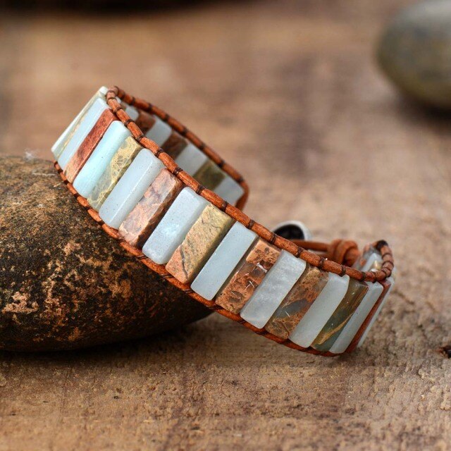 Bracelet Bohémien en Amazonite "Paix & Courage"