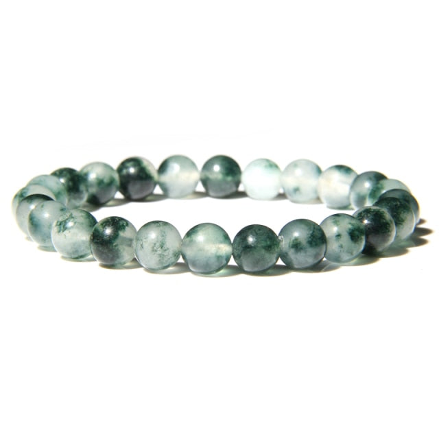 Bracelet Yoga en Agate mousse "Longévité & Prospérité"