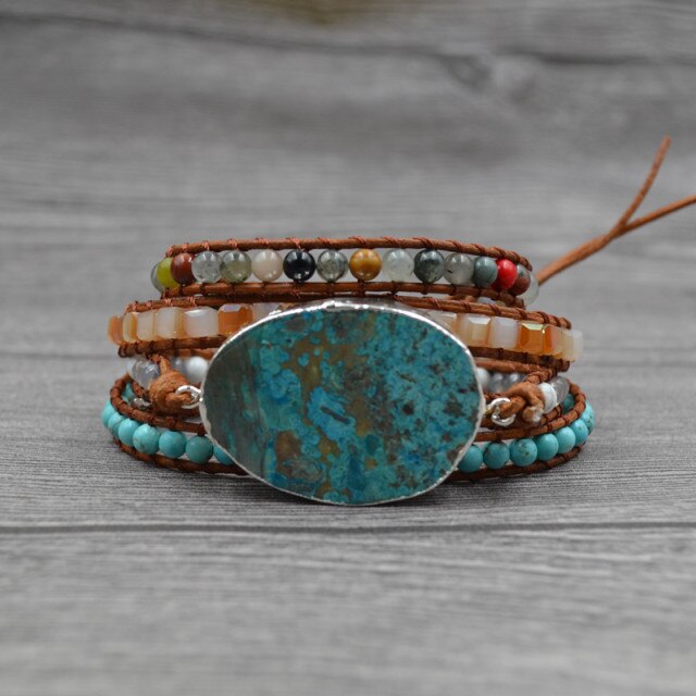 Bracelet Bohémien en Jaspe "Épanouissement & Estime de soi" - Cabochon