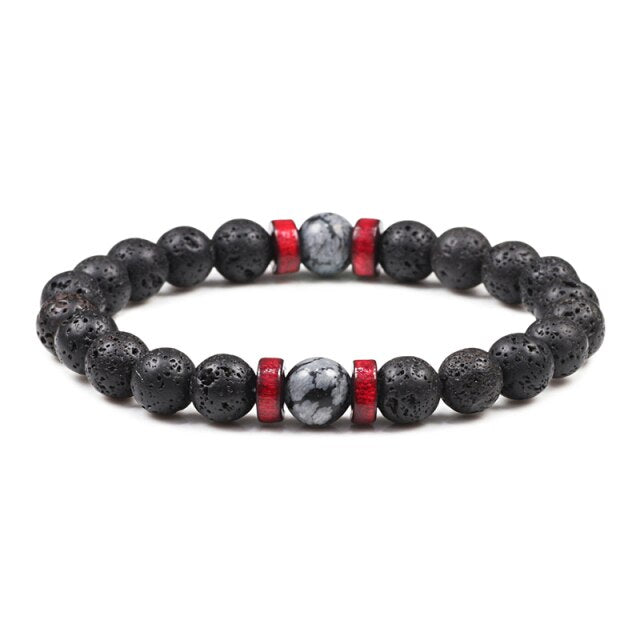 Bracelet Tibétain en Pierre de lave "Ancrage & Stabilité"