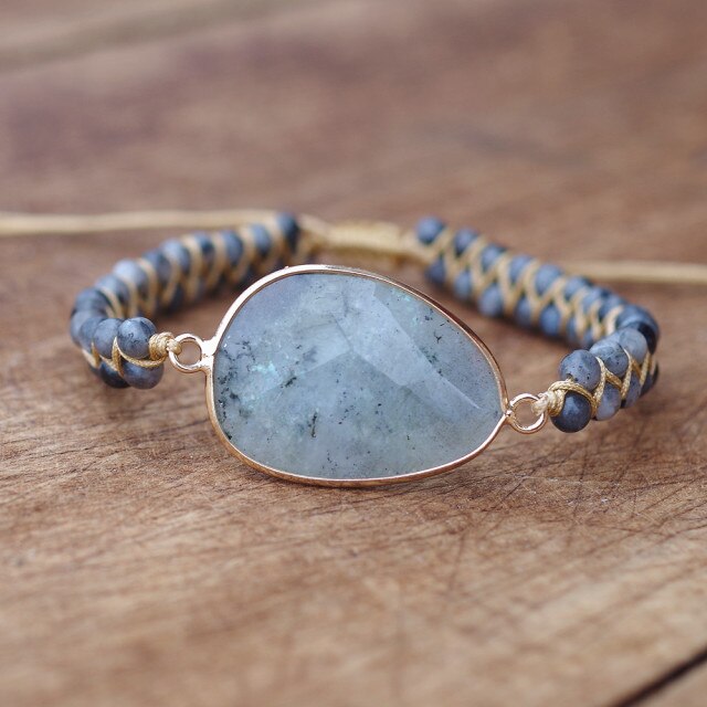 Bracelet Yoga en Labradorite "Protection & Développement" - Cabochon