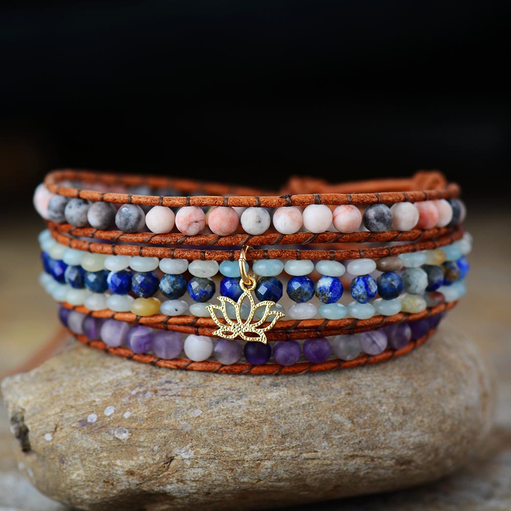 Bracelet Bohémien en Jaspe et Améthyste "Épanouissement & Estime de soi" - Lotus