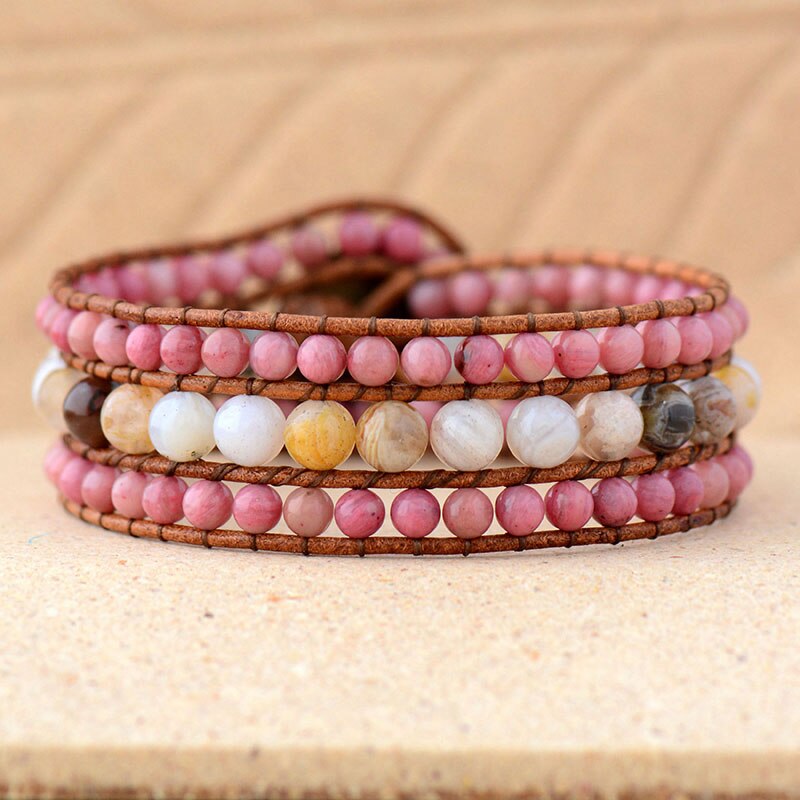 Bracelet Bohémien en Rhodonite et Jaspe "Amour & Bienveillance"