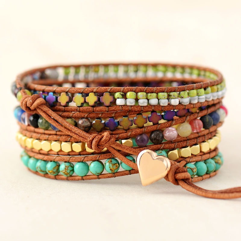 Bracelet Bohémien en Jaspe "Épanouissement & Estime de soi" - Coeur