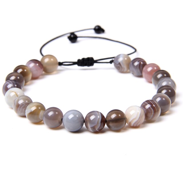 Bracelet en Agate du Botswana "Prospérité & Joie de vivre" - Ajustable