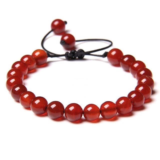 Bracelet Guérison en Agate feu "Énergie & Sécurité" - Ajustable