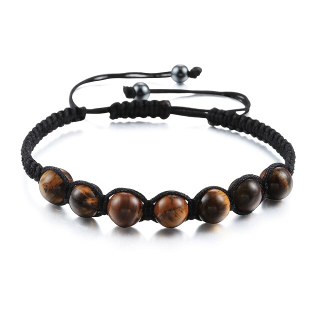 Bracelet en Oeil de tigre "Courage & Audace" - Ajustable