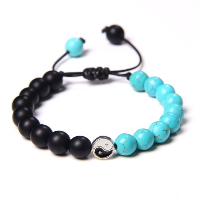 Bracelet en Turquoise bleue "Sérénité & Bien être" - Yin & Yang