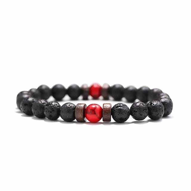 Bracelet Tibétain en Pierre de lave "Ancrage & Stabilité"