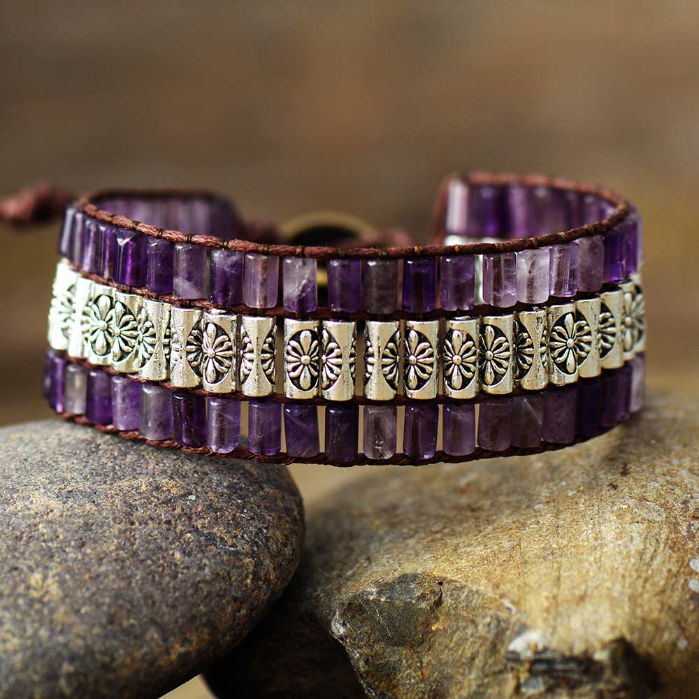 Bracelet Bohémien en Améthyste "Force & Sagesse"