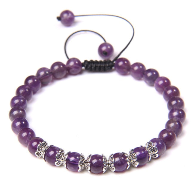 Bracelet Yoga en Améthyste "Force & Sagesse" - Ajustable