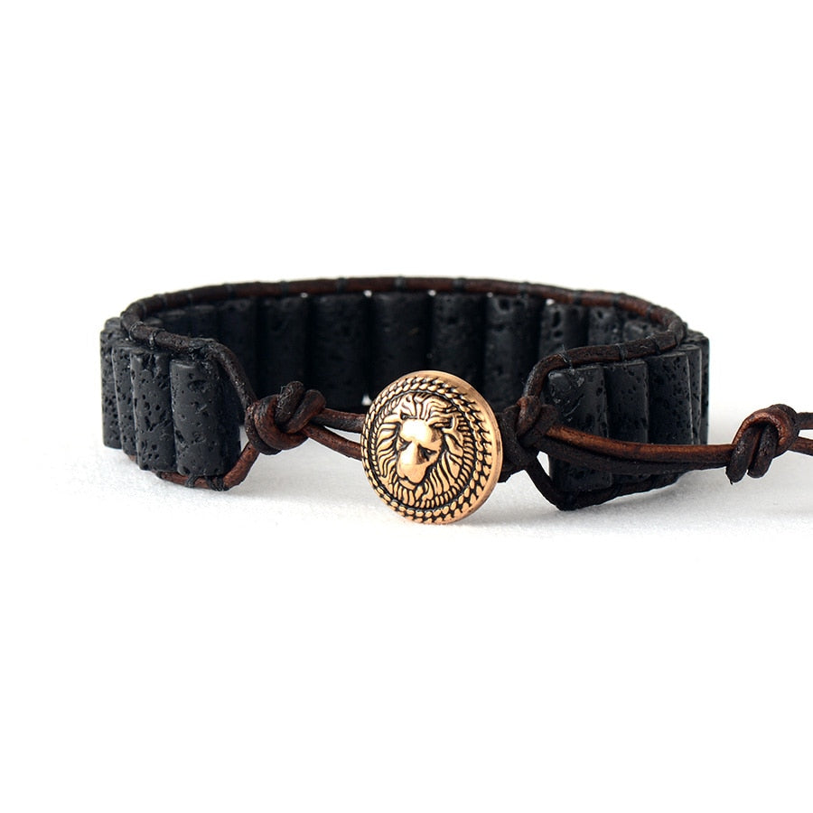Bracelet Bohémien en Pierre de lave "Ancrage & Stabilité"