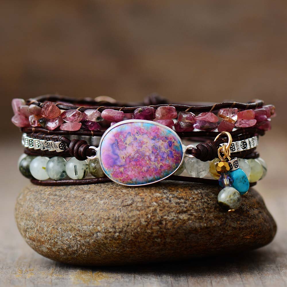 Bracelet Bohémien en Tourmaline et Jaspe "Joie & Bonheur"