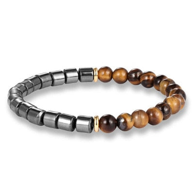 Bracelet Guérison en Hématite et Oeil de tigre "Force & Puissance"