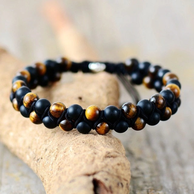 Bracelet Guérison en Oeil de tigre et Onyx "Courage & Audace"