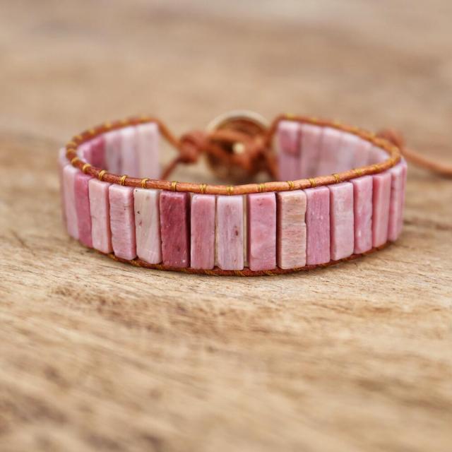 Bracelet Bohémien en Rhodonite "Amour & Bienveillance"