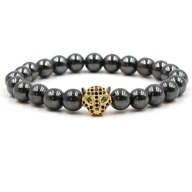 Bracelet Magnétique en Hématite "Force & Puissance" - Panthère
