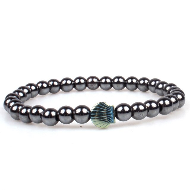 Bracelet Magnétique en Hématite "Force & Puissance" - Coquillage