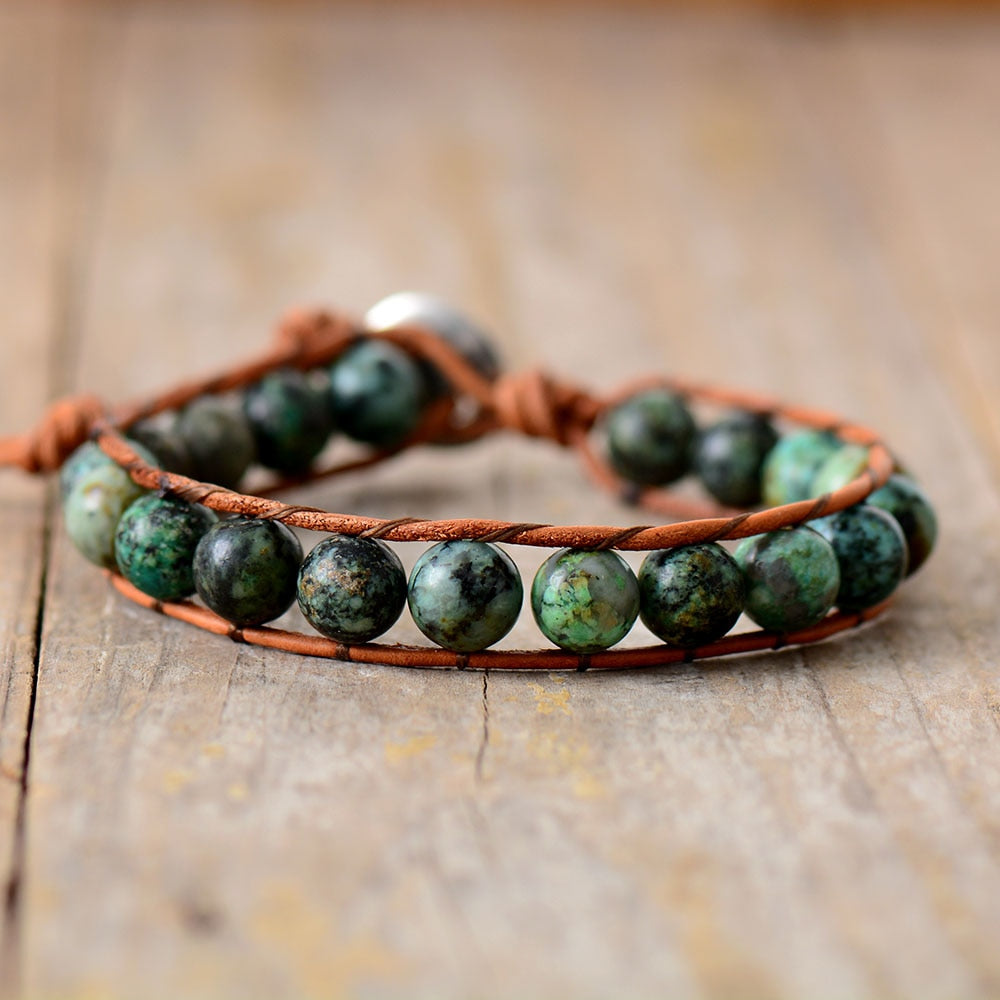 Bracelet Bohémien en Turquoise africaine "Optimisme & Confiance en soi"