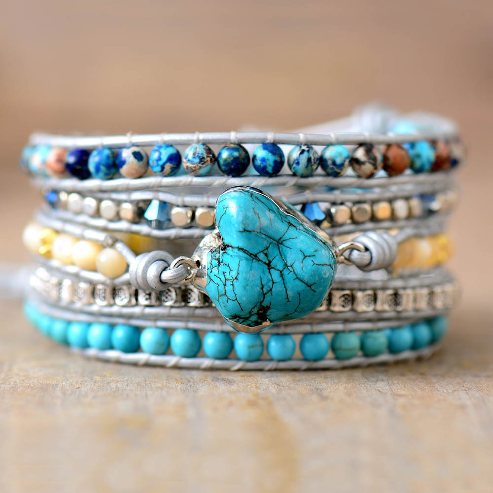 Bracelet Bohémien en Turquoise "Stabilité & Empathie"