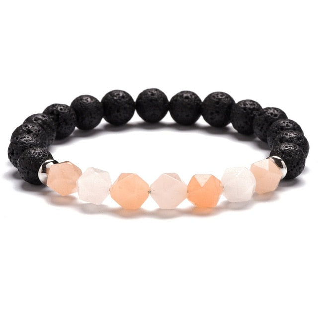 Bracelet en Aventurine rose et Pierre de lave "Clarté & Positivité"